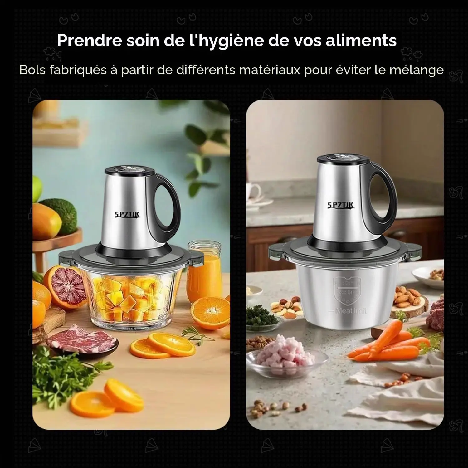 Hachoir électrique SPZTJK avec 3 vitesses de fonctionnement, image 5